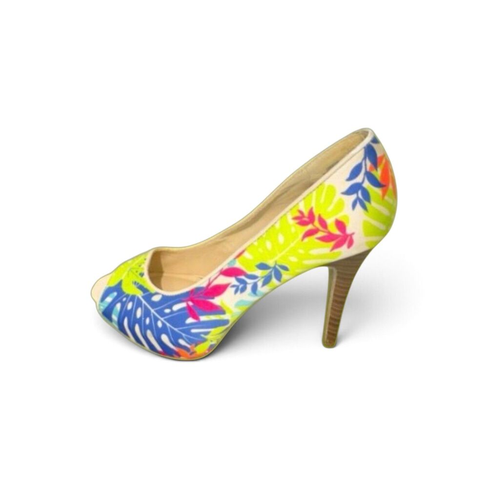 9 & Co. Women's Floral Peep Toe High Heels sz 6.5